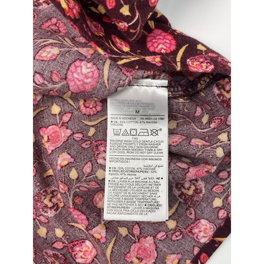 Old Navy Burgundy Floral V Neck Short Sleeve Swing Dress Size Medium - Picture 10 of 10